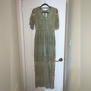 Altar’d State floral green sheer maxi dress